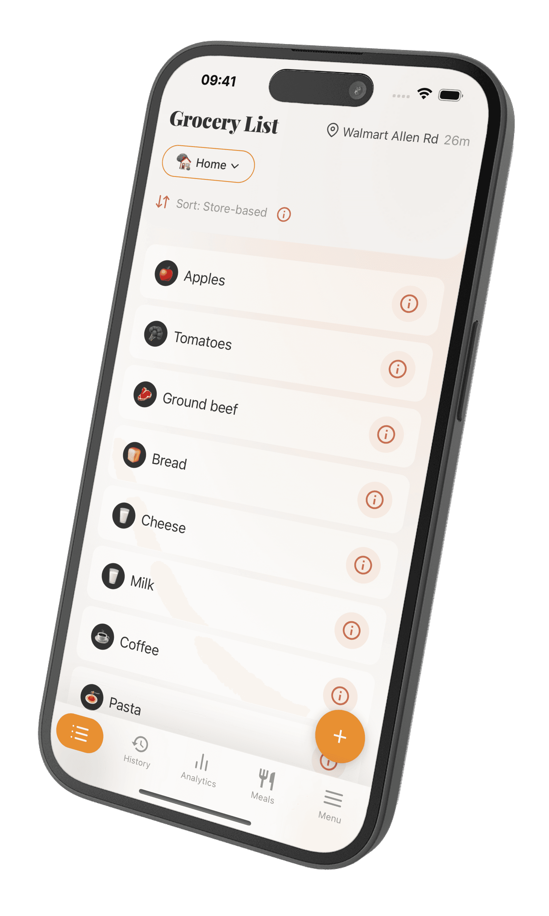 App screenshot on iPhone mockup (Light Mode)